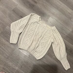 Cable Knit Cream Women's Sweater